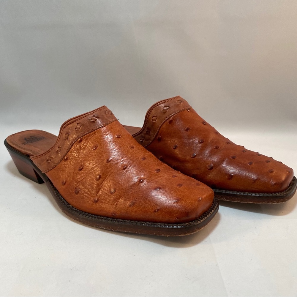 Nocona Boots Quill Ostrich Print Leather Slides 8